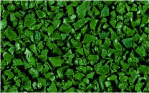 Rainbow Green rubber crumb aggregate sample