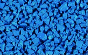 Sky Blue rubber crumb aggregate sample