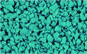 Teal rubber crumb aggregate sample