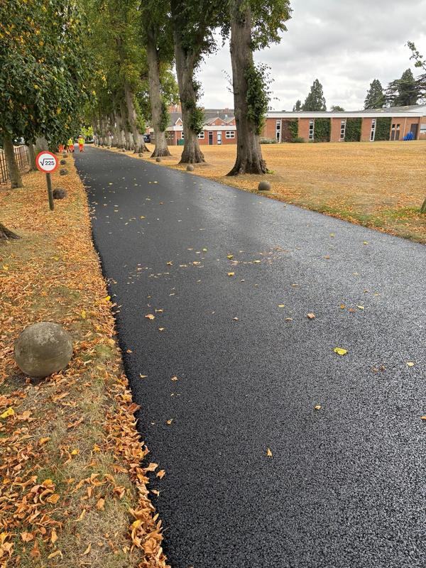 Tree-lined path — tarmac project by National Surfacing